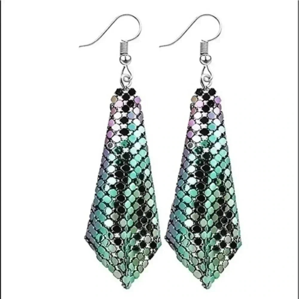 Multicolor Sequin Dangle Drape Earrings NWT